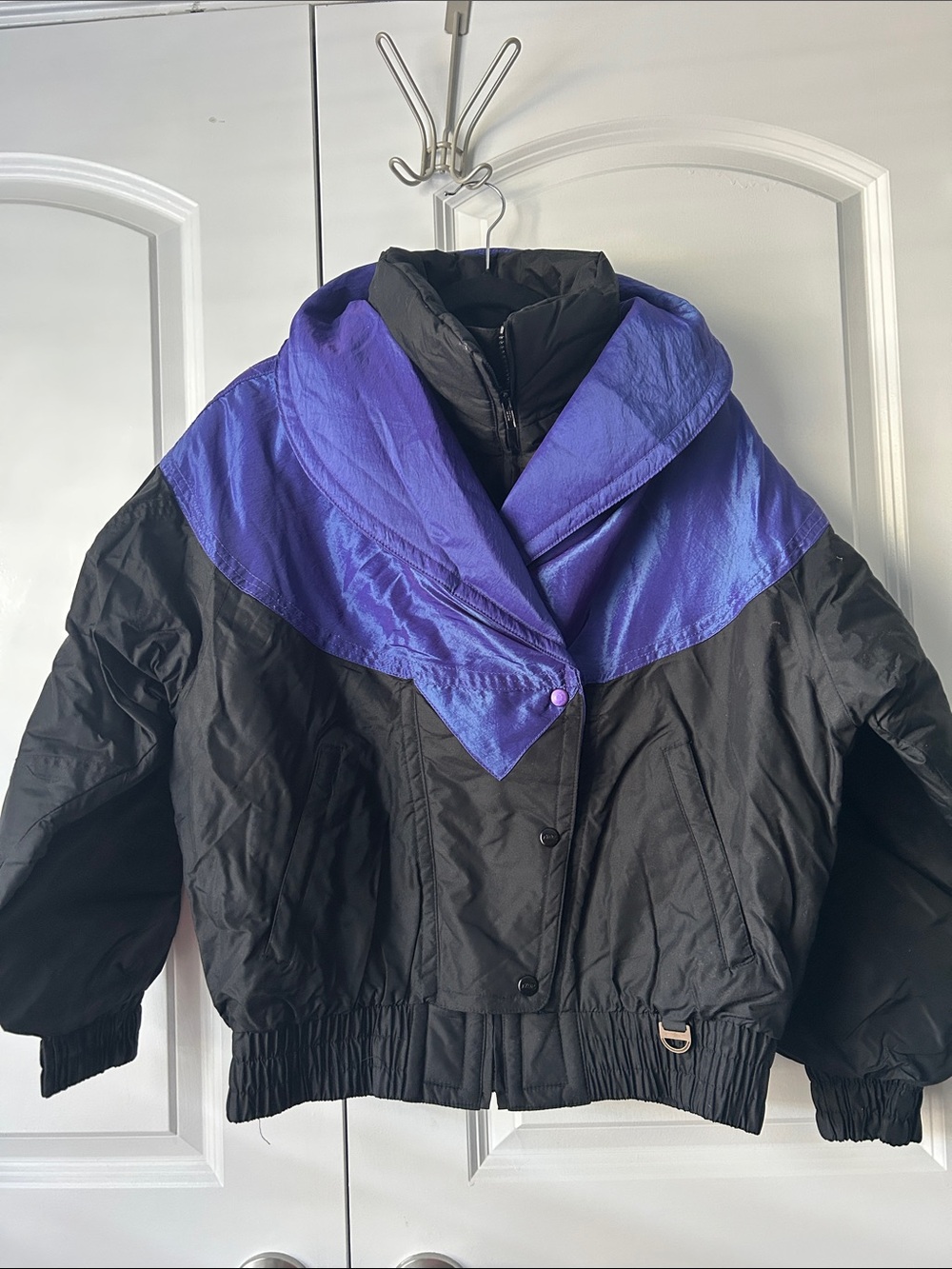 Akor vintage 80s Black Jacket with shimmery purple cape
